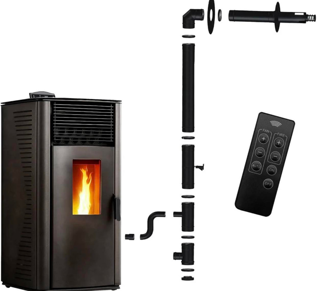 Poêle à granulés noir Sannover Air Anita 12 kW + kit de raccordement