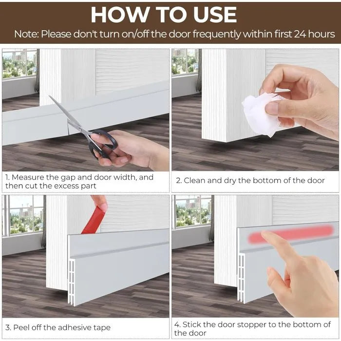 Bas de Porte Isolant - Boudin de Porte Adhésif - idéal pour l'isolation Contre Le Froid, Le Bruit & l'humidité - 90 x 5cm - Blanc